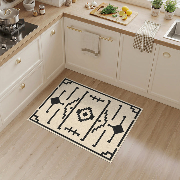 Southwestern Black White Geometric Area Rug