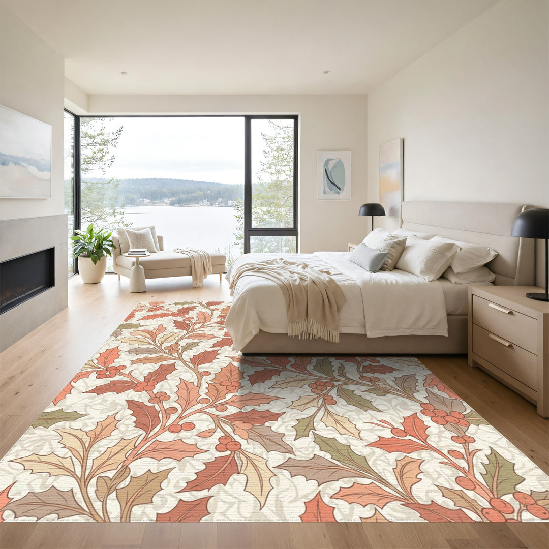 Autumn Berry Holly Botanical Tapestry Rug