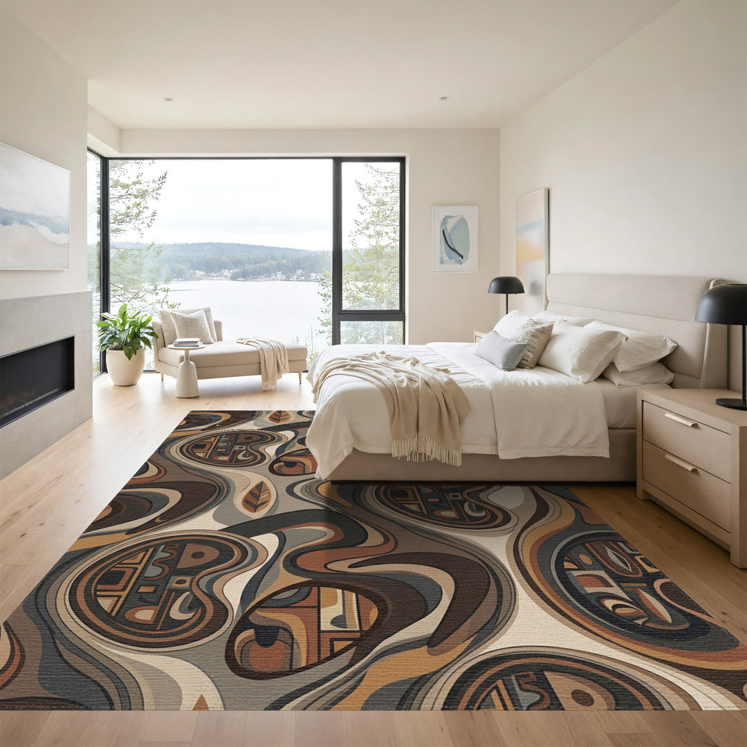 Earthy Abstract Organic Flow Rug