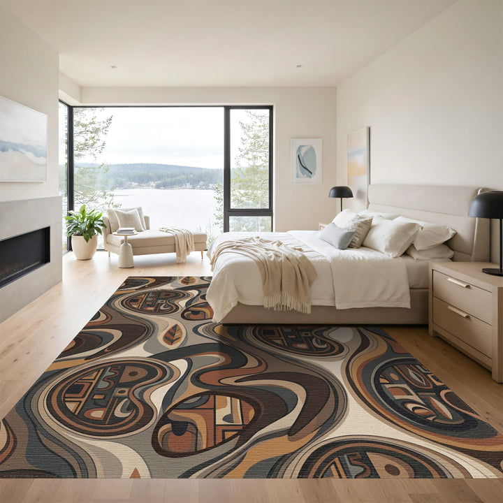 Earthy Abstract Organic Flow Rug