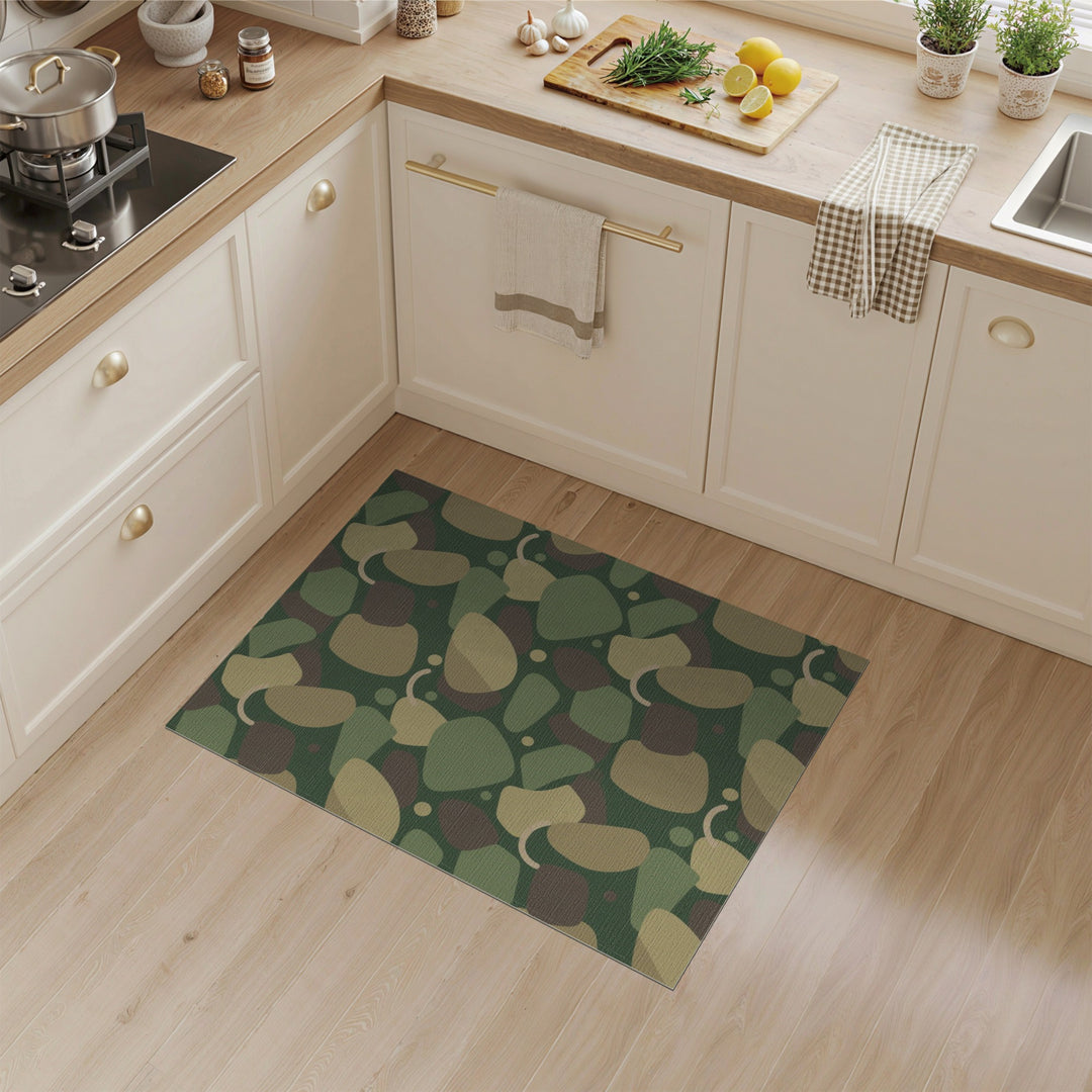 Green Pebble Abstract Area Rug