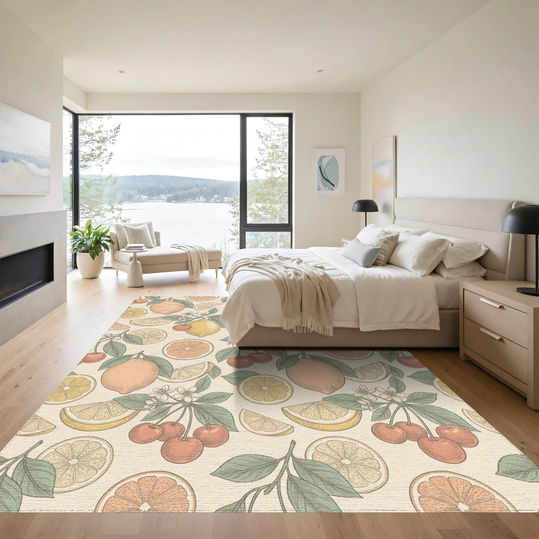 Citrus Fruit And Cherry Branches Rug