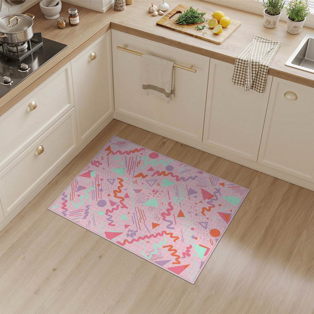 Pink Geometric Kids Area Rug