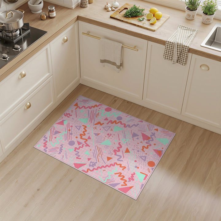 Pink Geometric Kids Area Rug