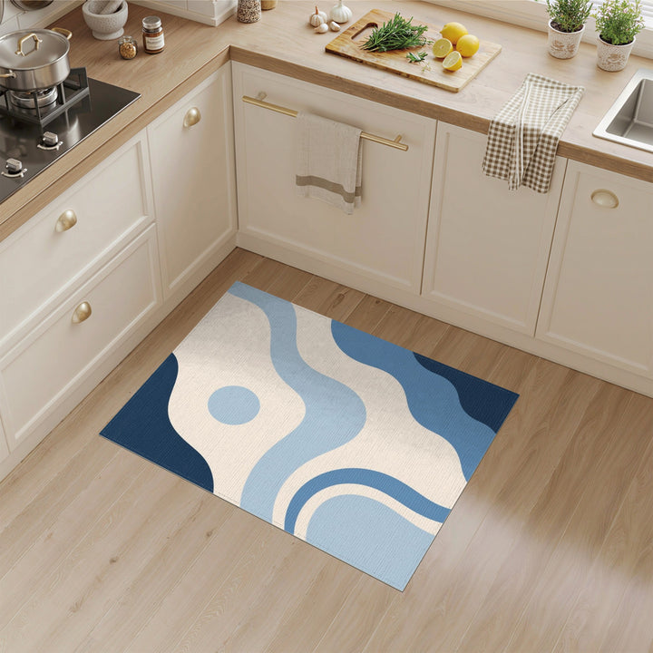 Blue Wave Abstract Area Rug