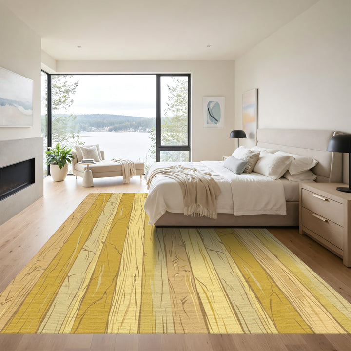 Natural Wood Grain Vertical Stripe Rug