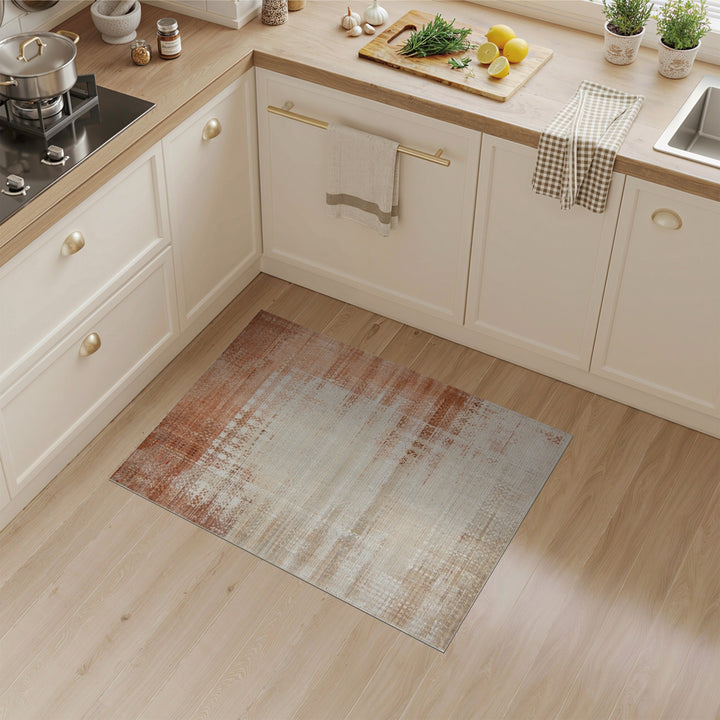 Distressed Vintage Beige Orange Area Rug