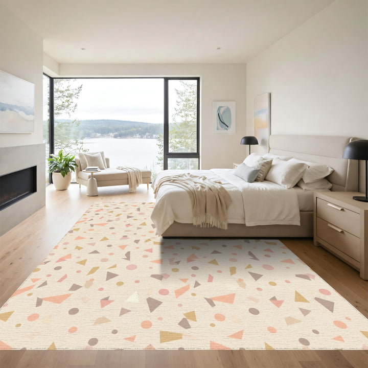 Soft Pastel Terrazzo Shapes Rug