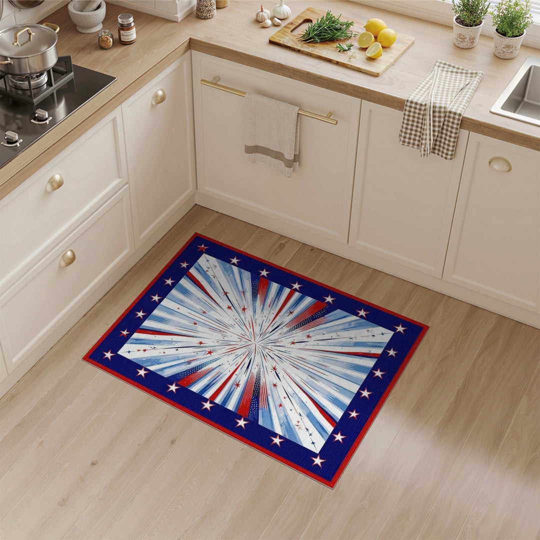 Geometric Modern Patriotic Starburst Area Rug