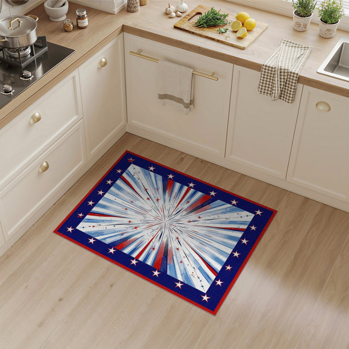 Geometric Modern Patriotic Starburst Area Rug