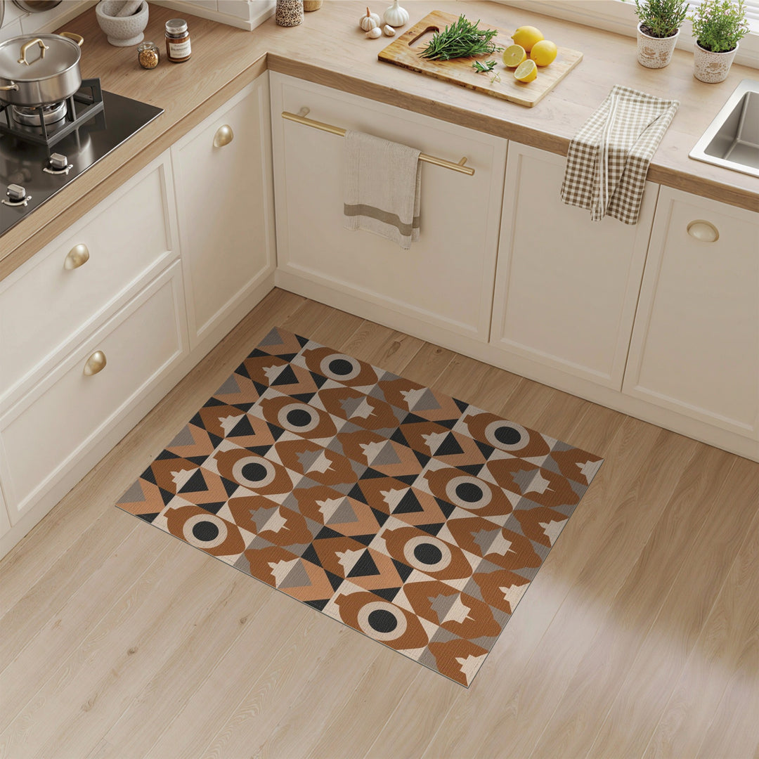 Geometric Brown Tan Area Rug