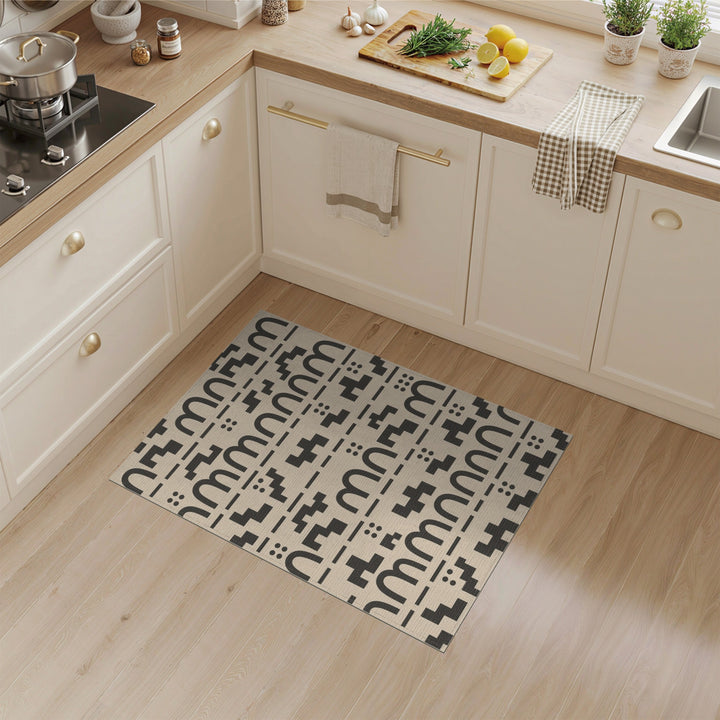 Beige Geometric Modern Area Rug
