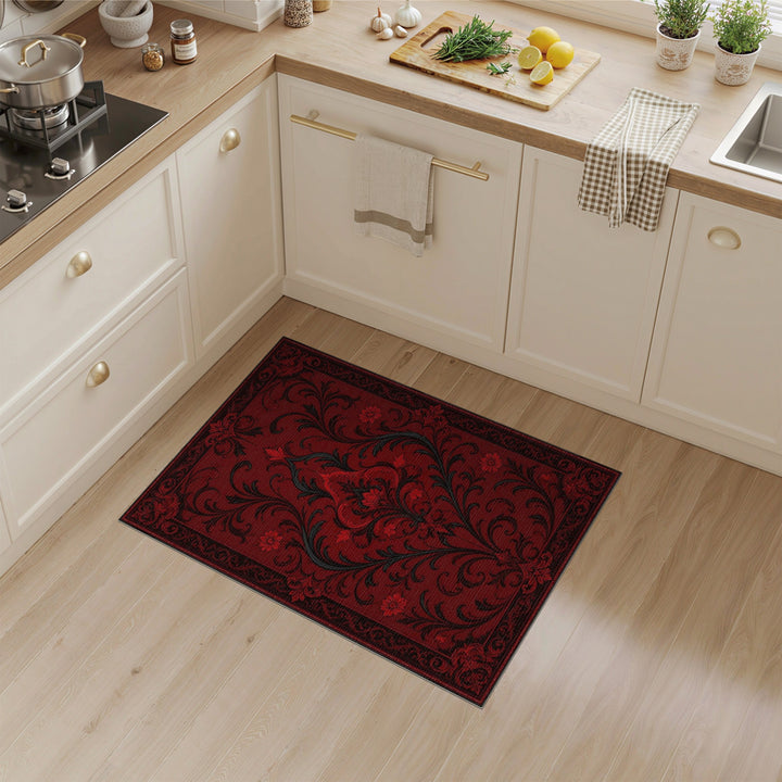 Deep Red Persian Medallion Red Area Rug