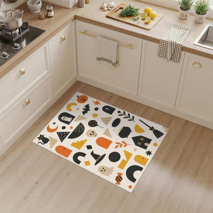 Multi-color and Patterns Halloween Kids Cartoon Washable Area Rug