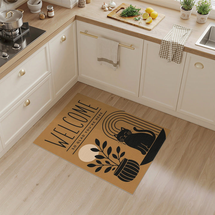 Boho Welcome Cat Area Rug
