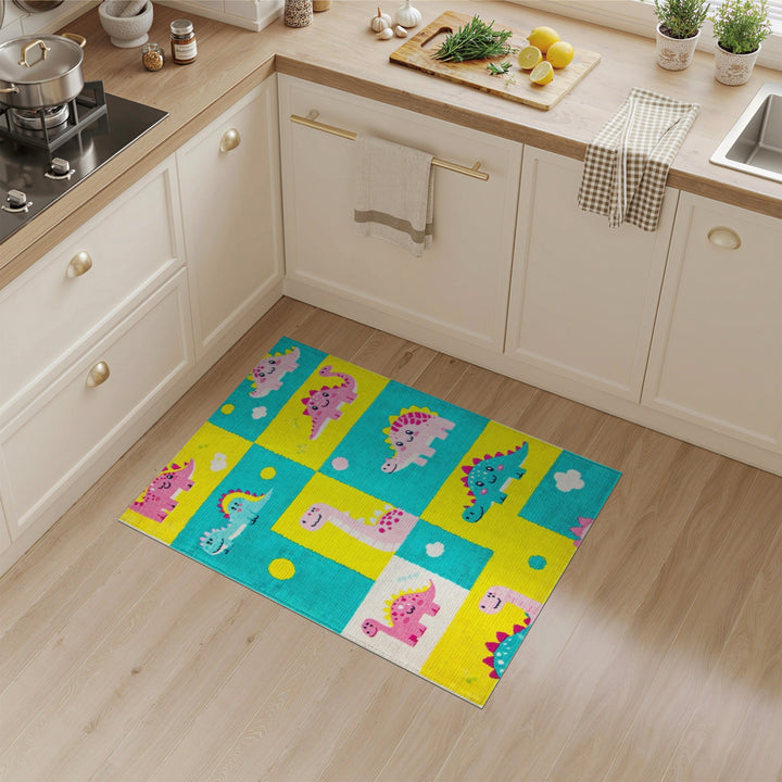 Colorful Cartoon Dinosaur Kids Area Rug