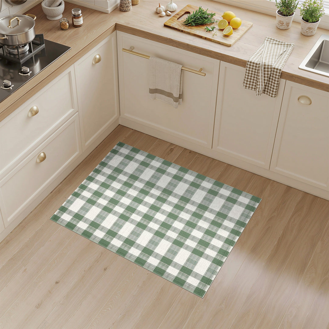 Checkered Green Gingham Checkered Area Rug