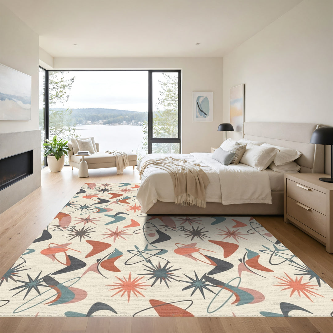 Retro Atomic Starburst Boomerang Rug