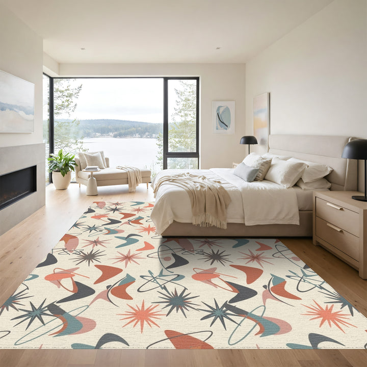 Retro Atomic Starburst Boomerang Rug