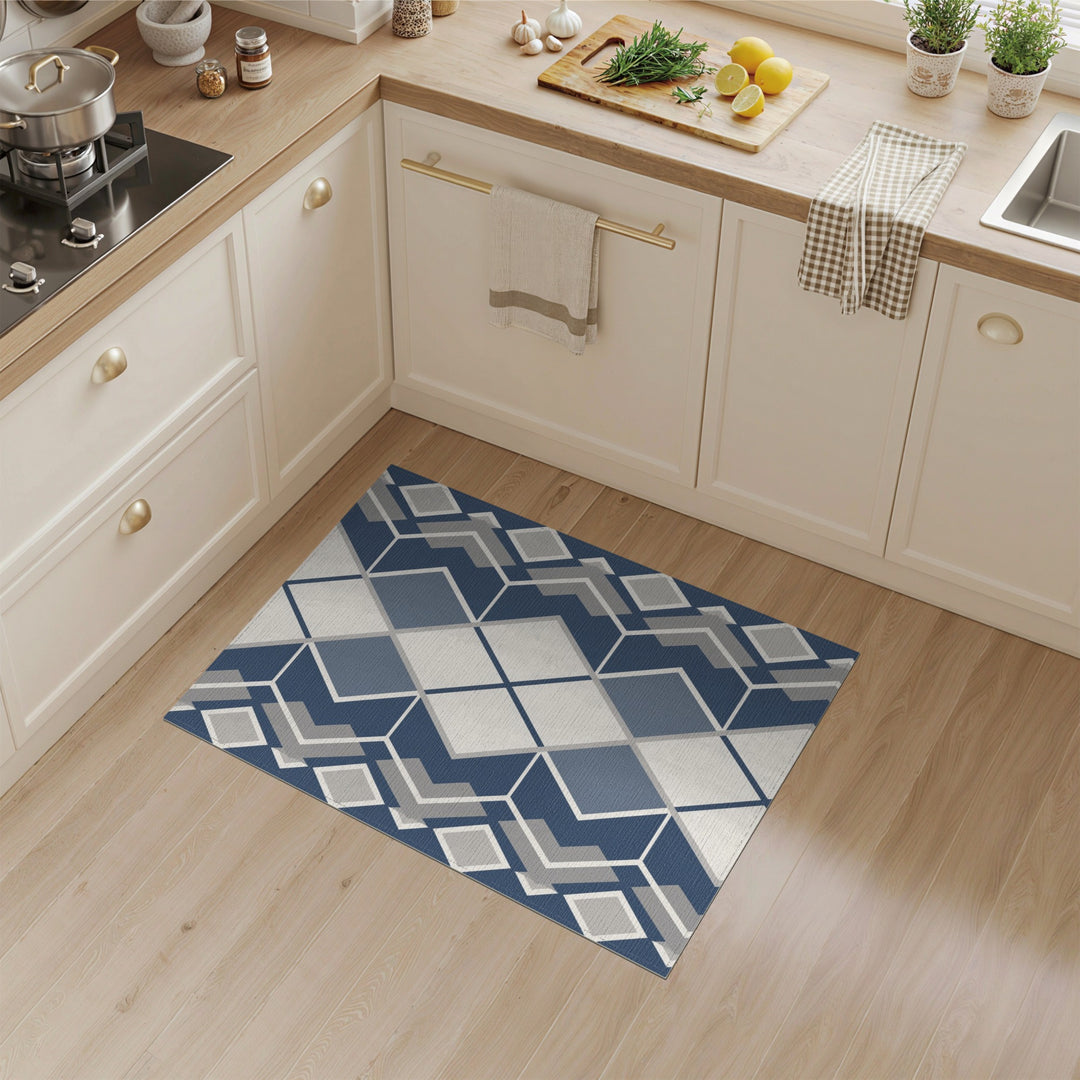 Geometric Modern Blue Geometric Diamond Area Rug