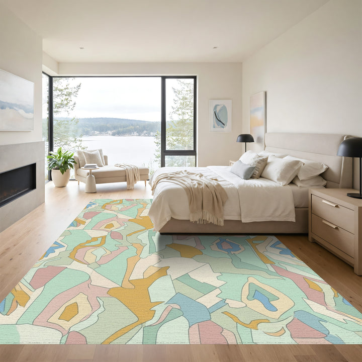 Soft Pastel Organic Geometric Blend Rug