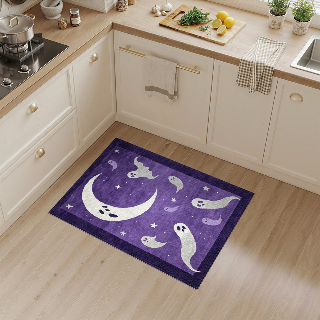 Purple Ghost Moon Kids Area Rug