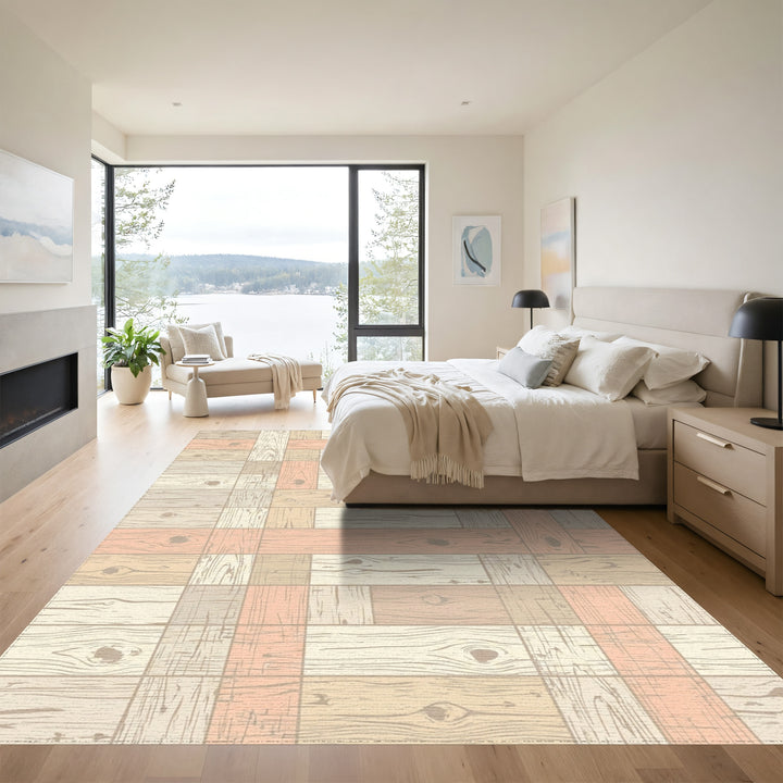 Pastel Wood Plank Parquet Rug