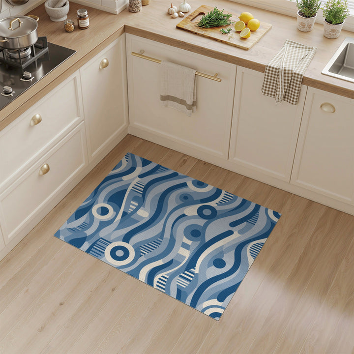 Blue and Teal Wave Blue Abstract Wave Area Rug