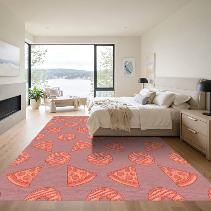 Coral Pizza Donut Repeating Pattern Rug