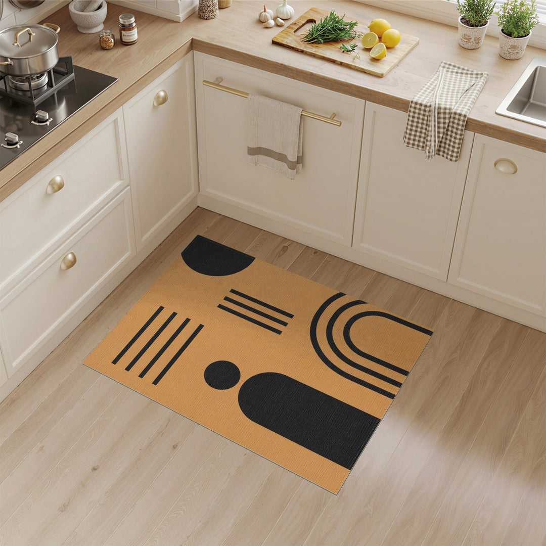 Geometric Arches Brown Tan Area Rug