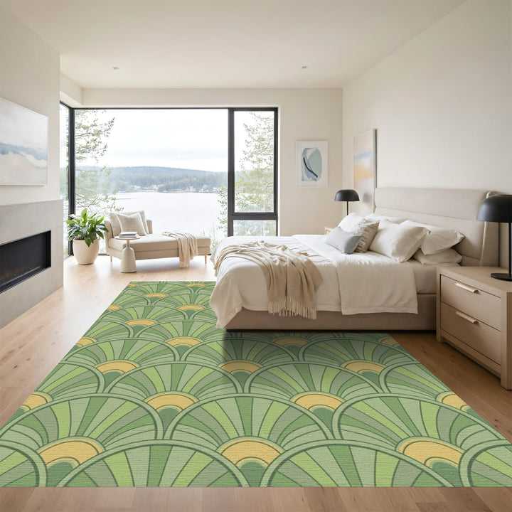 Verdant Green Fanburst Repeat Rug