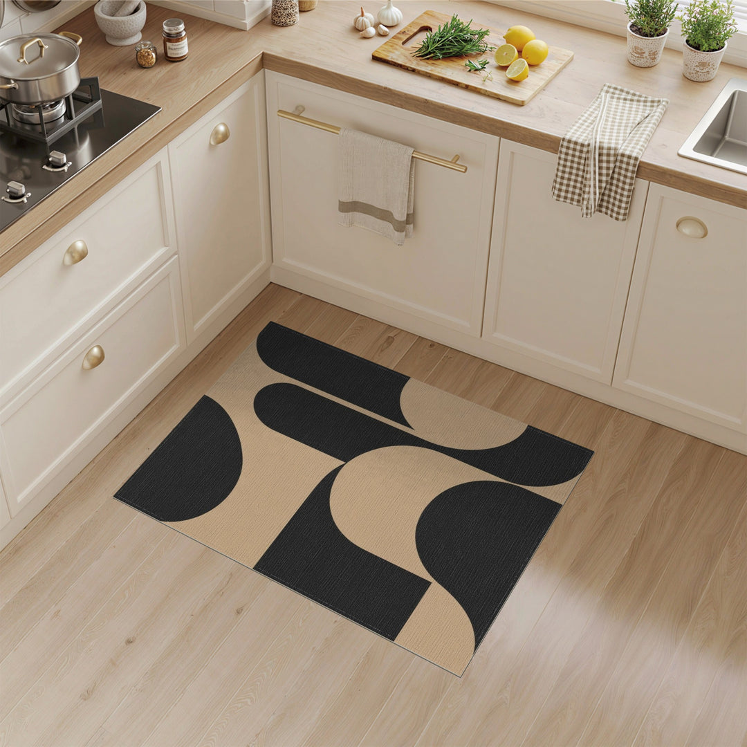 Black Beige Abstract Area Rug