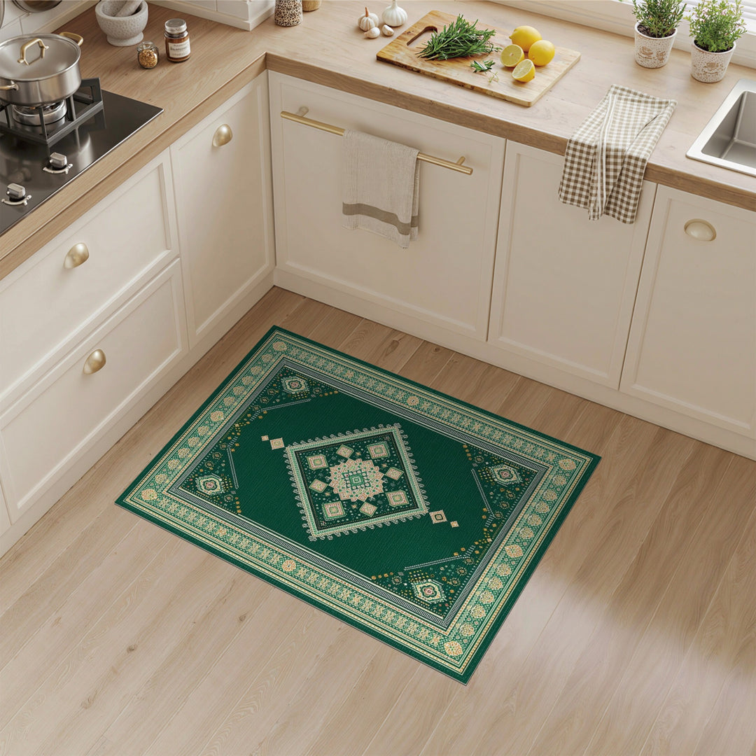Green Diamond Medallion Area Rug