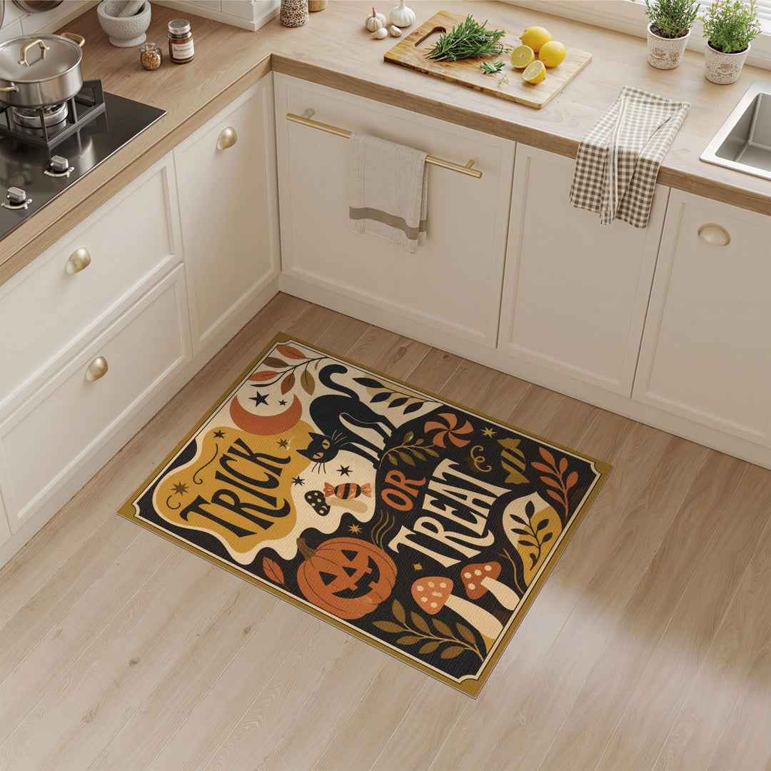 Vintage Trick or Treat Halloween Area Rug