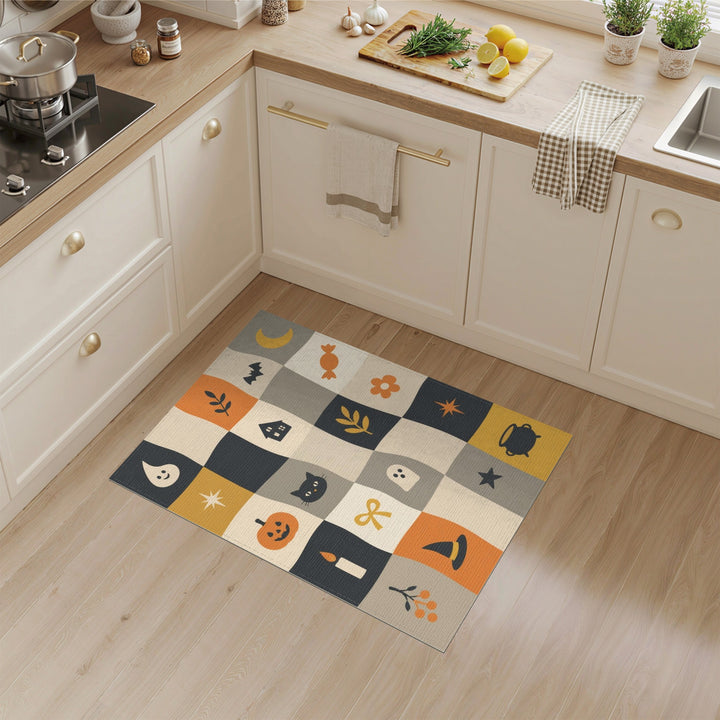 Halloween Icons Multi-Color Kids Area Rug