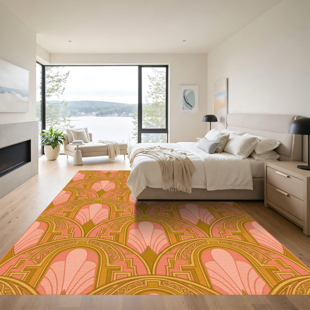 Art Deco Geometric Fan Shell Rug