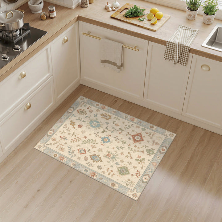 Beige Floral Vintage Area Rug