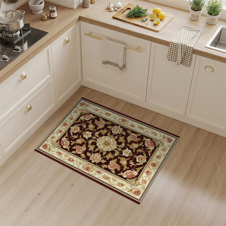 Red Floral Vintage Area Rug
