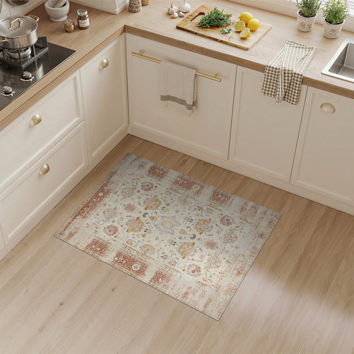 Vintage Floral Beige Area Rug