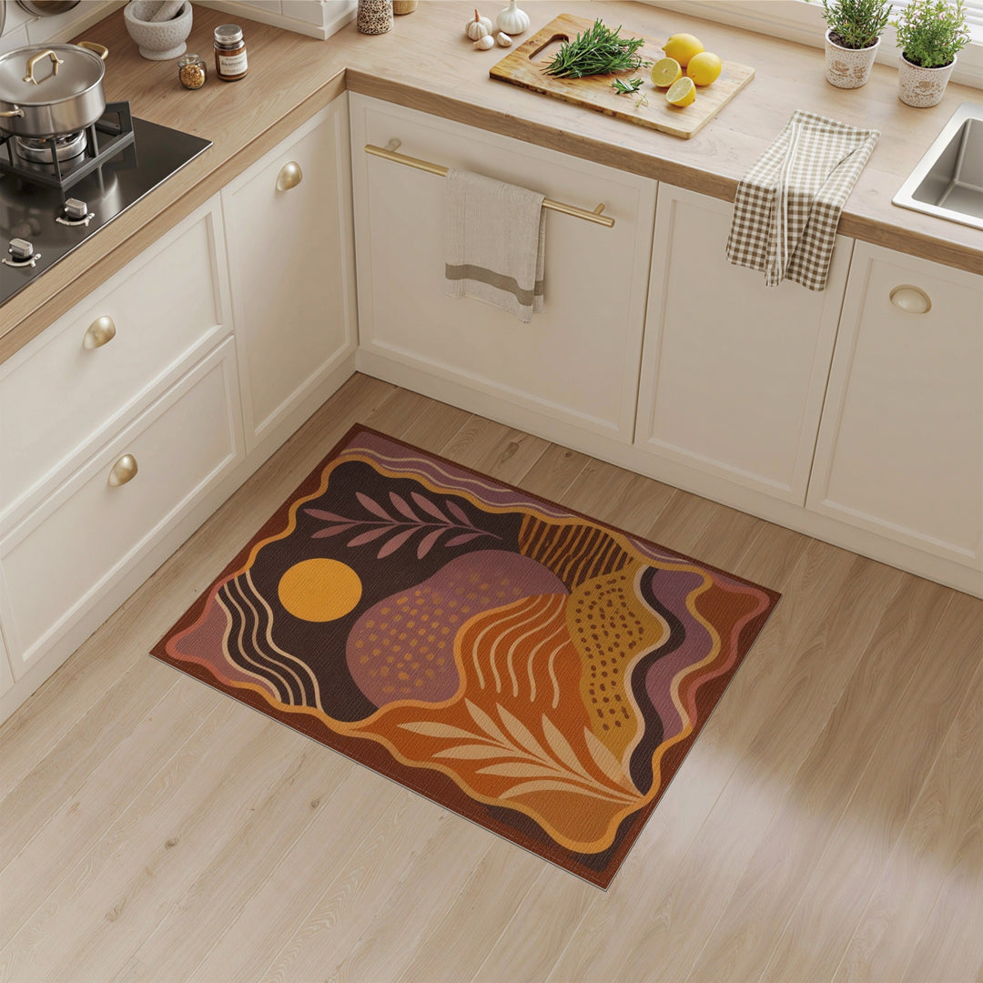 Abstract Orange Sunset Area Rug