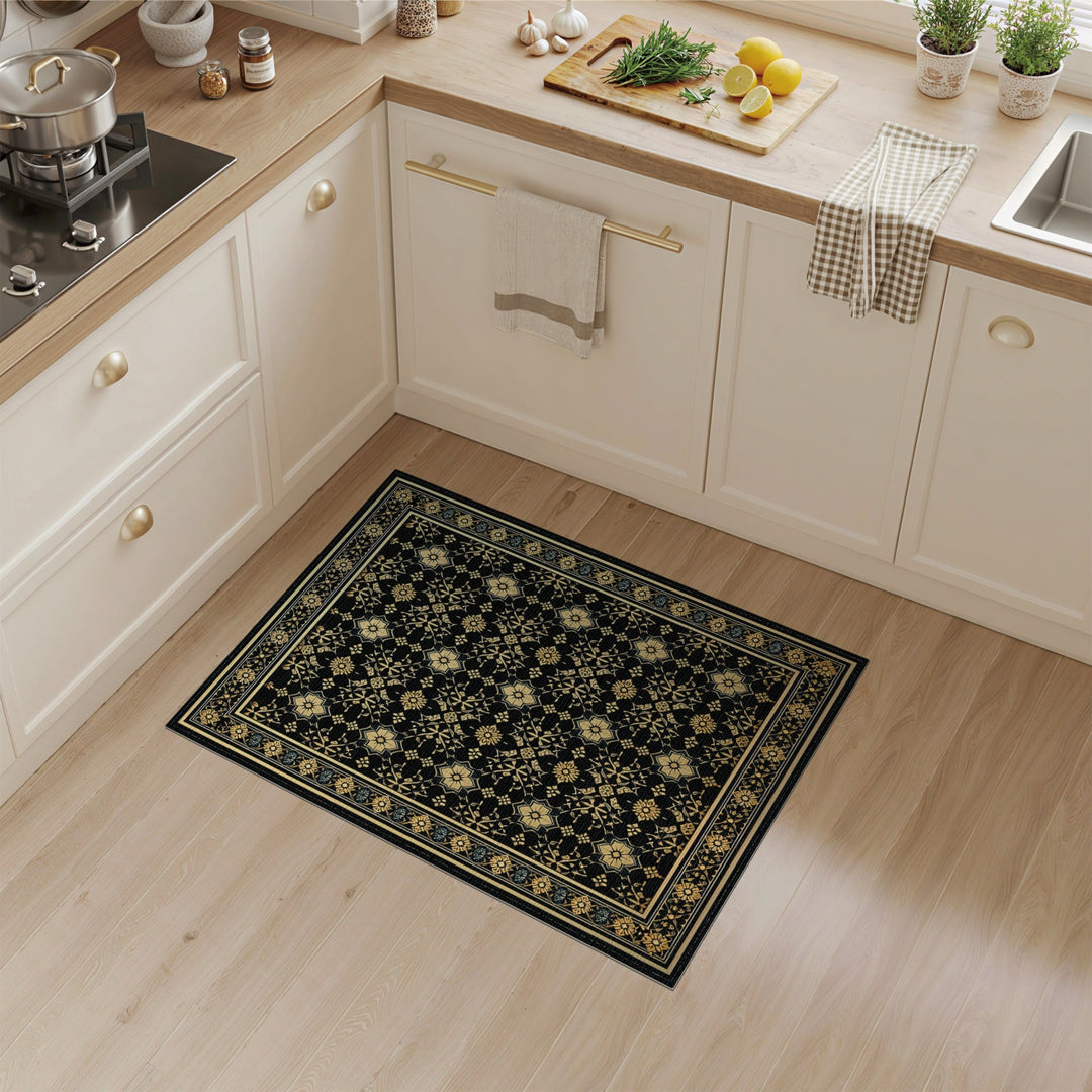 Black and Gold Persian Area Rug