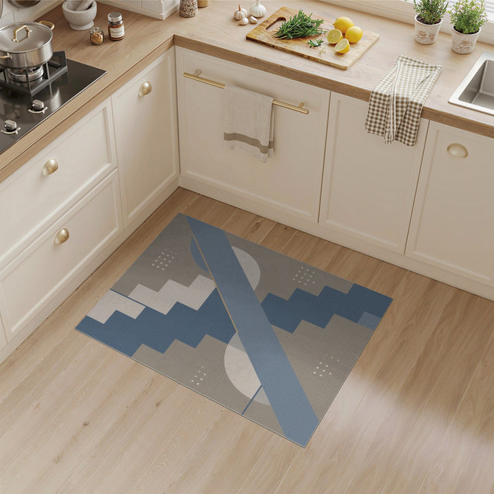 Blue Geometric Stair Area Rug
