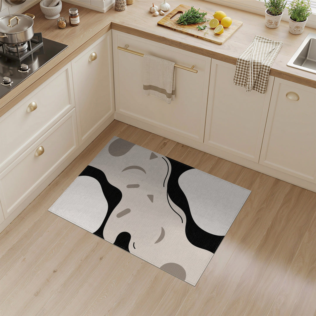 Beige Black Abstract Area Rug