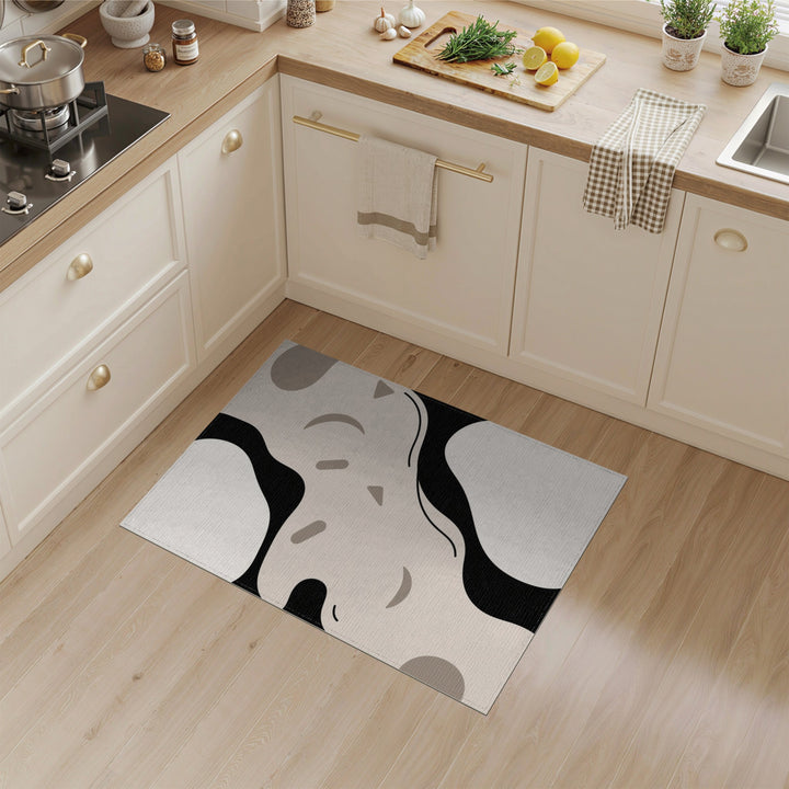 Beige Black Abstract Area Rug