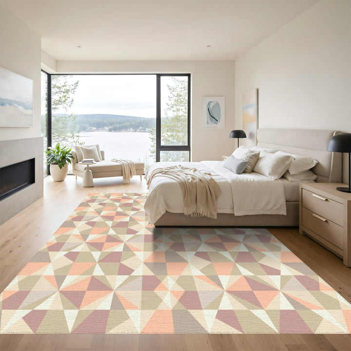 Geometric Pastel Diamond Starburst Rug