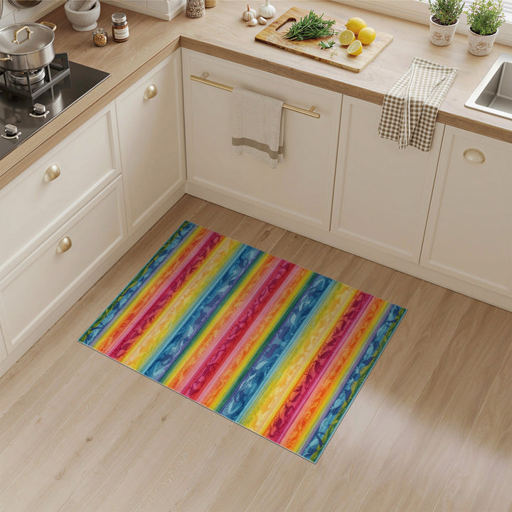 Kids Cartoon Rainbow Dinosaur Kids Area Rug