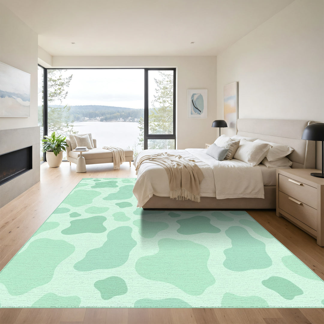 Pastel Mint Cow Spots Rug