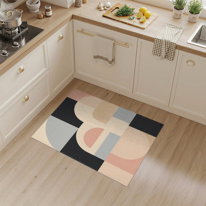 Beige Geometric Modern Area Rug