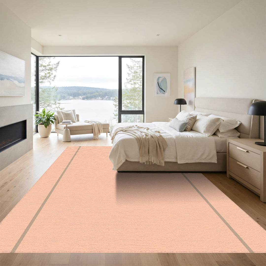 Peach Cream Muted Stripe Rug