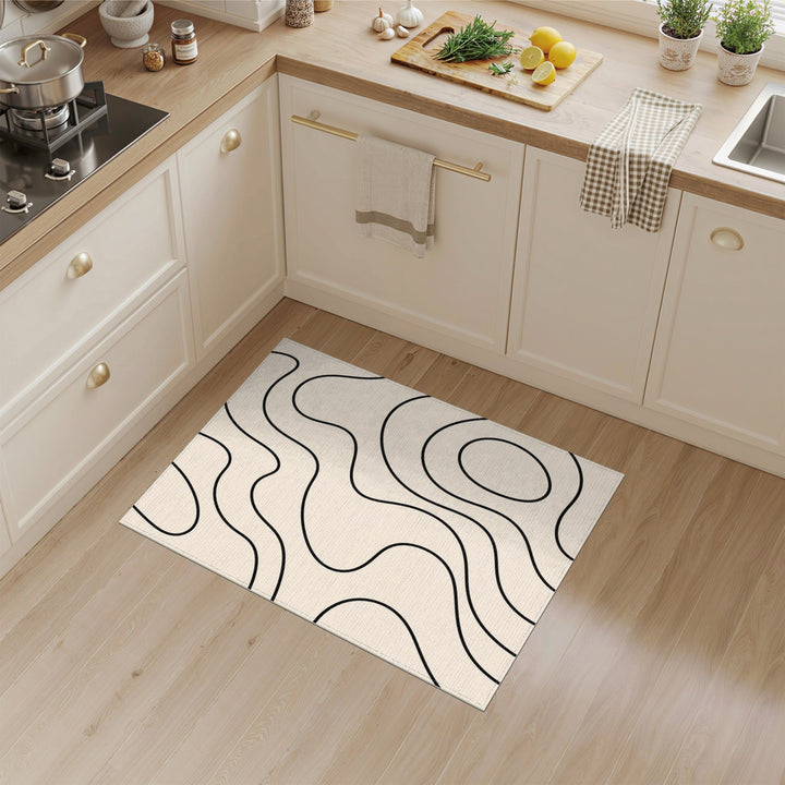 Beige Abstract Wave Area Rug